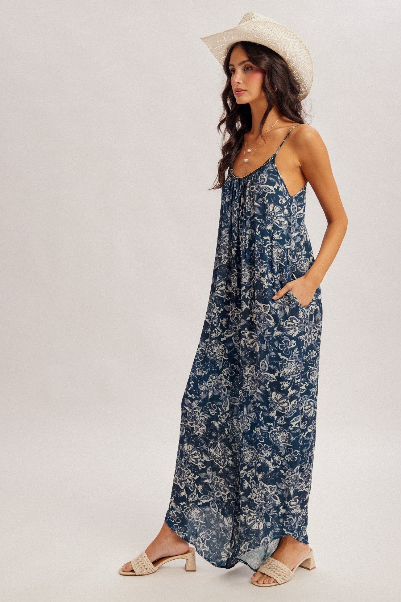 Floral Jumpsuit with beaded trim