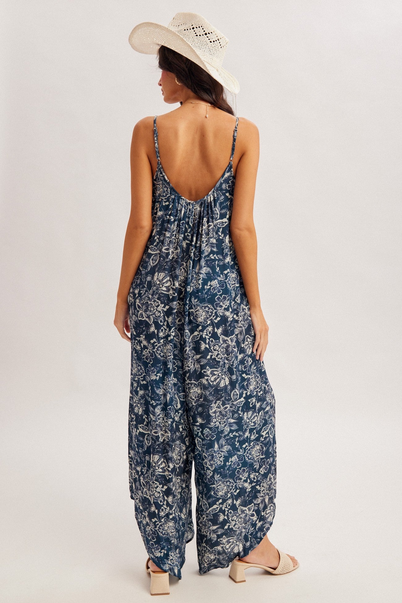 Floral Jumpsuit with beaded trim