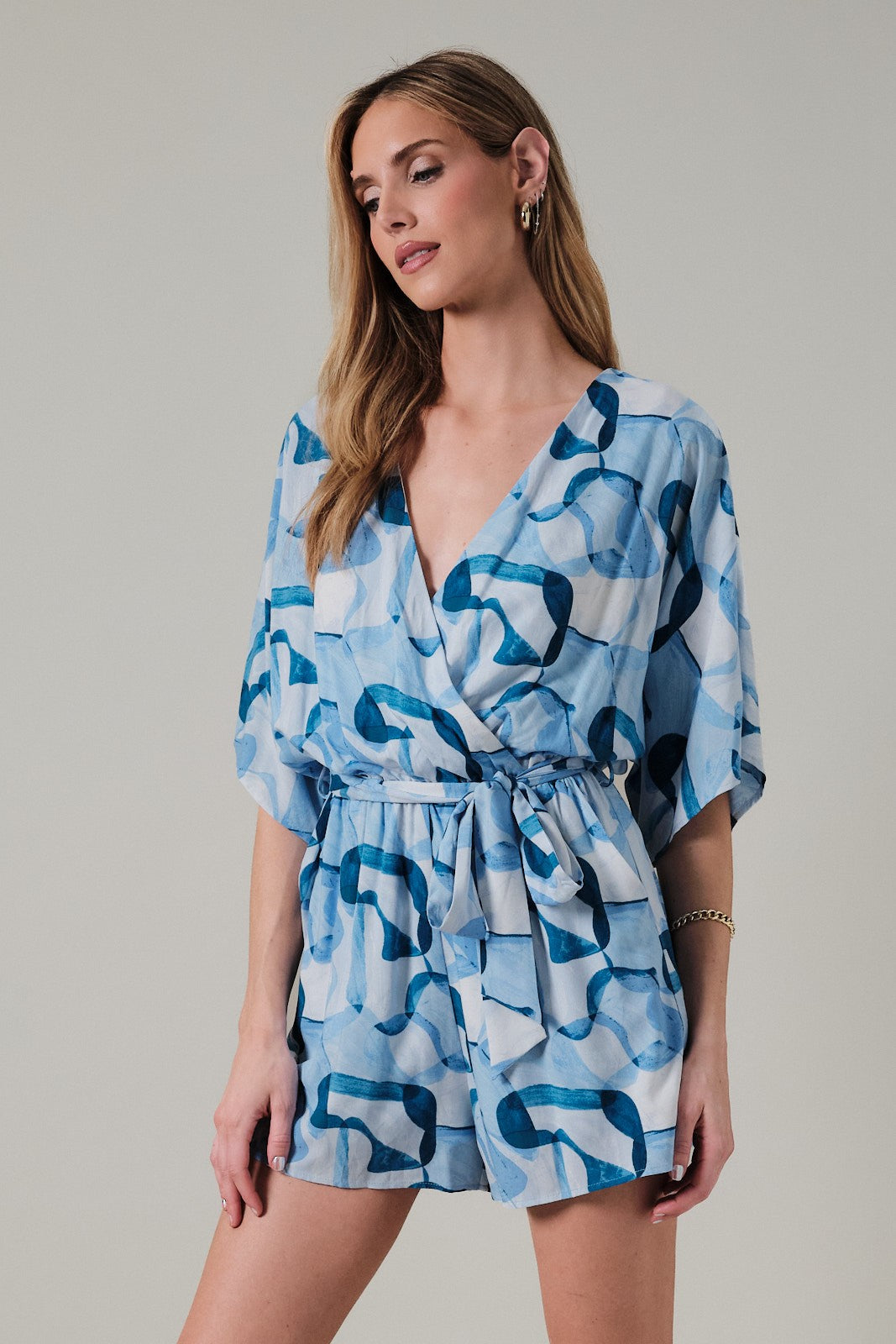 Surplice Abstract Print Romper