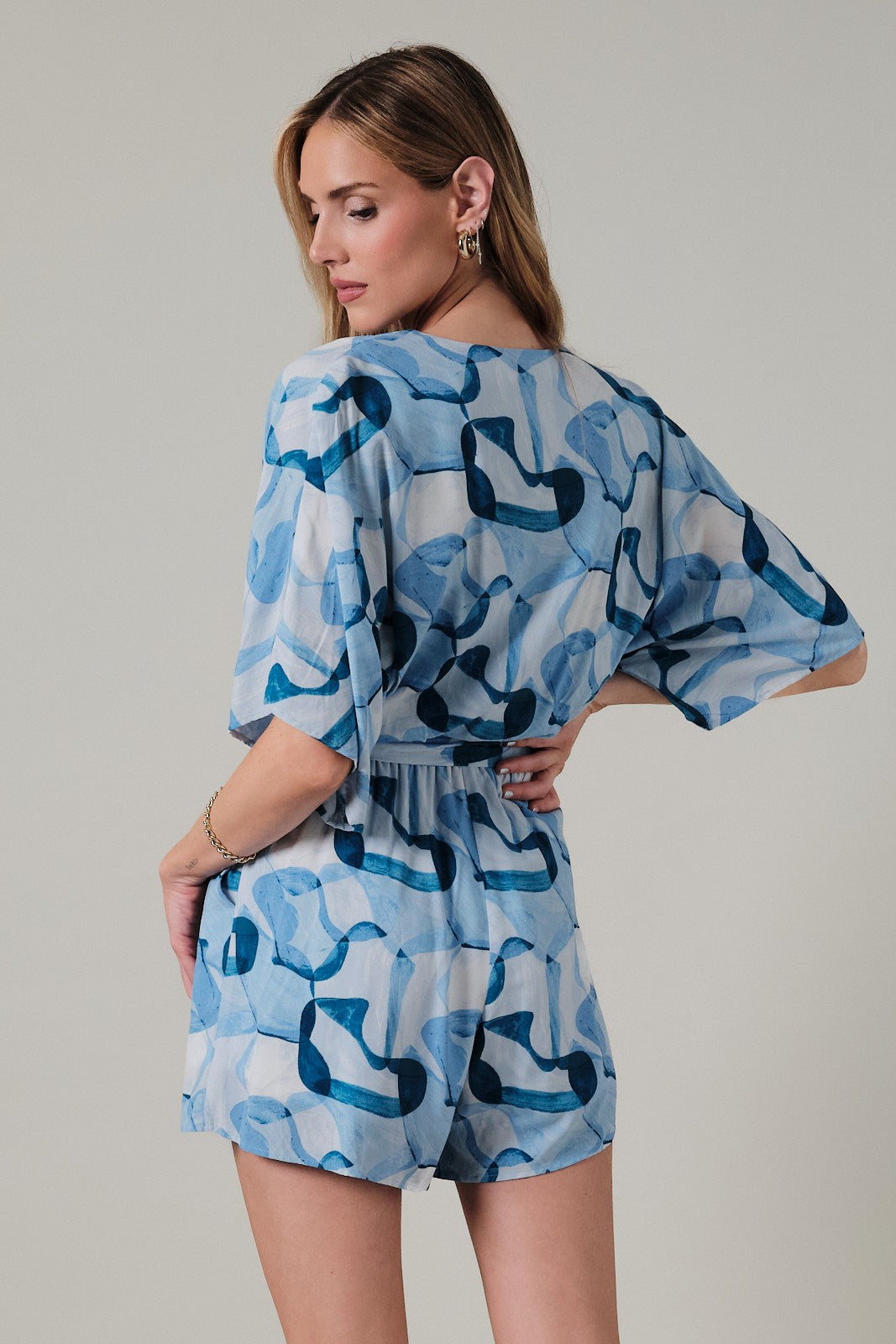 Surplice Abstract Print Romper