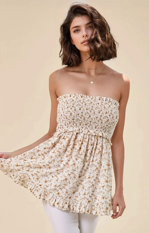 Floral Smocked Tube Top