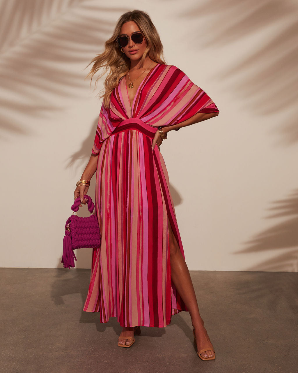 Striped Kimono Maxi Dress