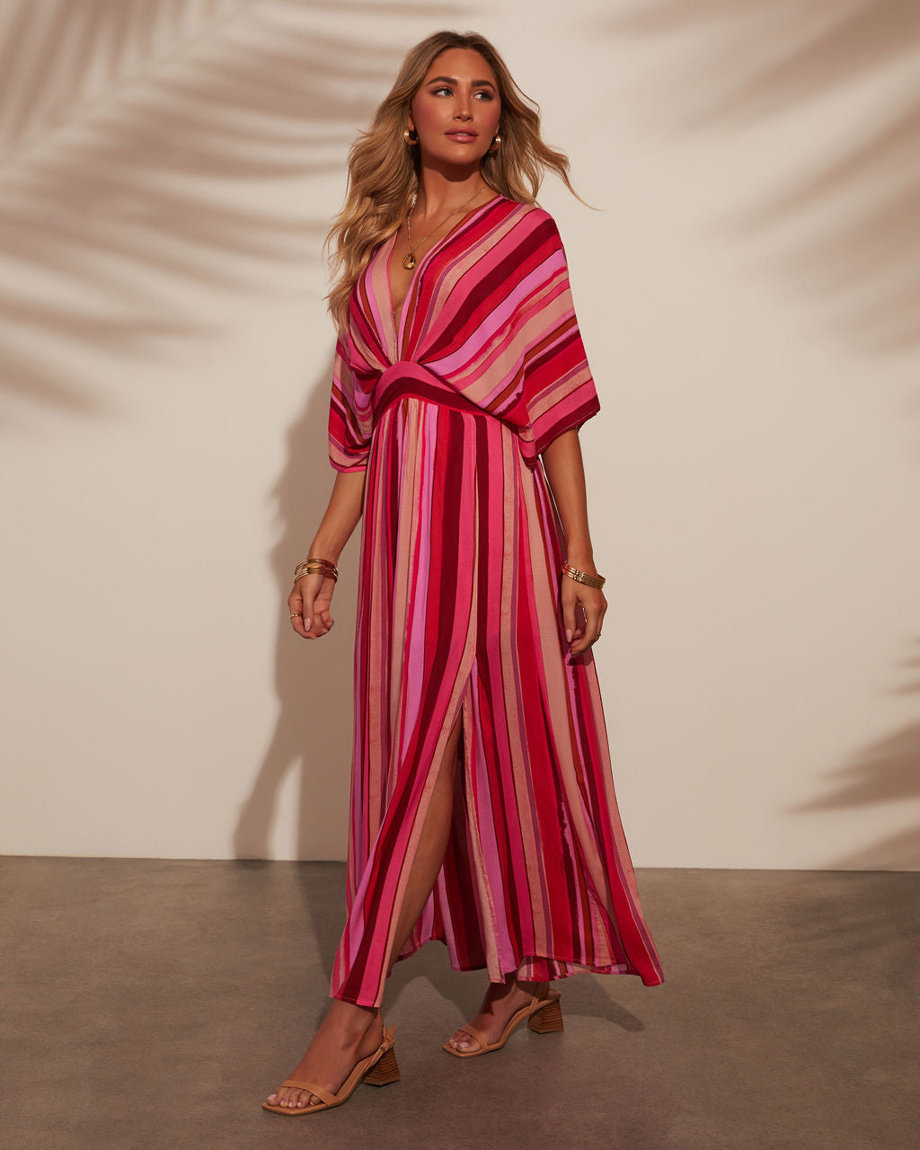 Striped Kimono Maxi Dress