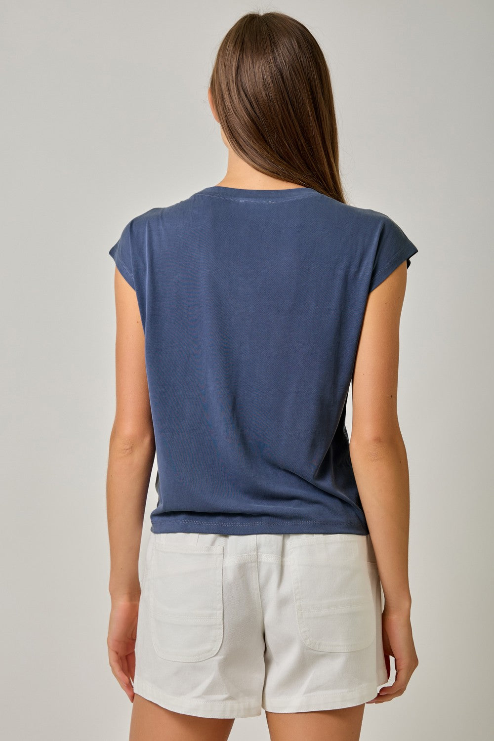 Denim Blue Ruched Top