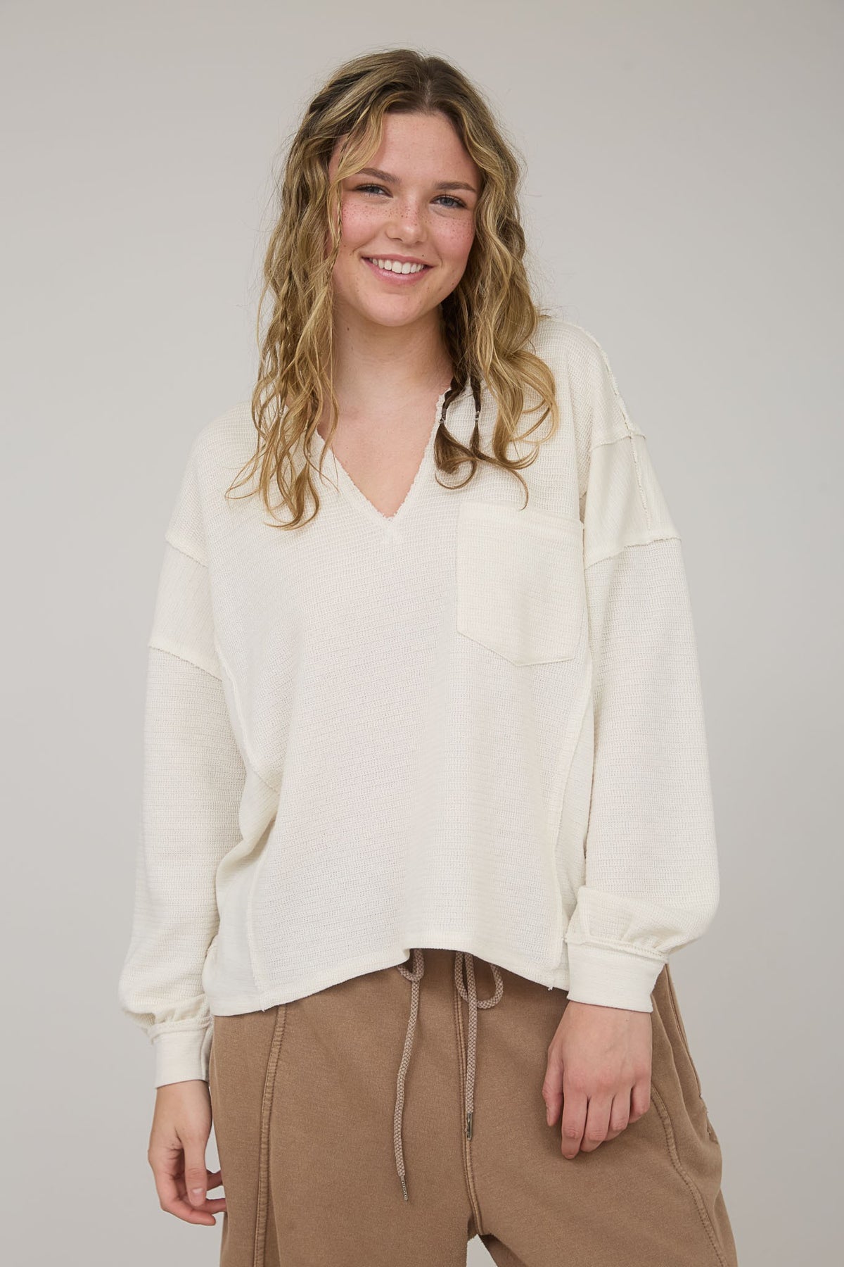 Ivory Split Neck Top