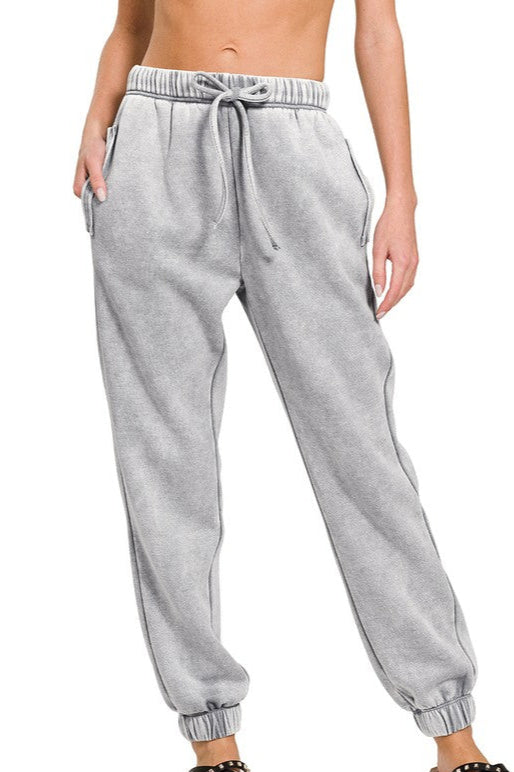 Grey Washed Fleece Jogger